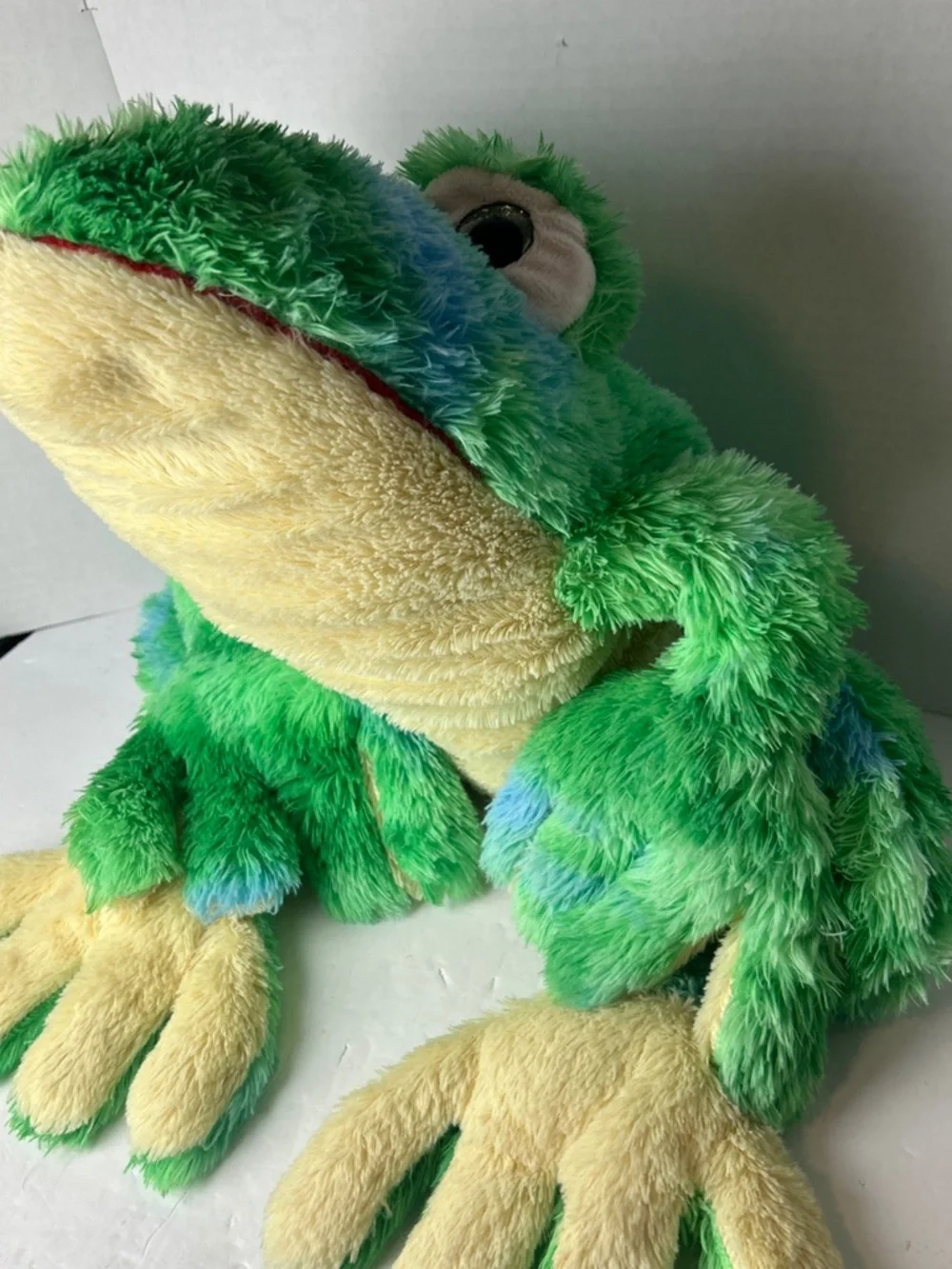 LARGE GREEN TIE DYE FROG PLUSH STUFF TOY ANIMAL FLOPPY HUGGABLE  BULGING EYES